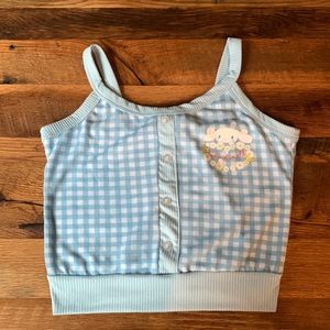 Sanrio Blue and White Checkered Crop Top